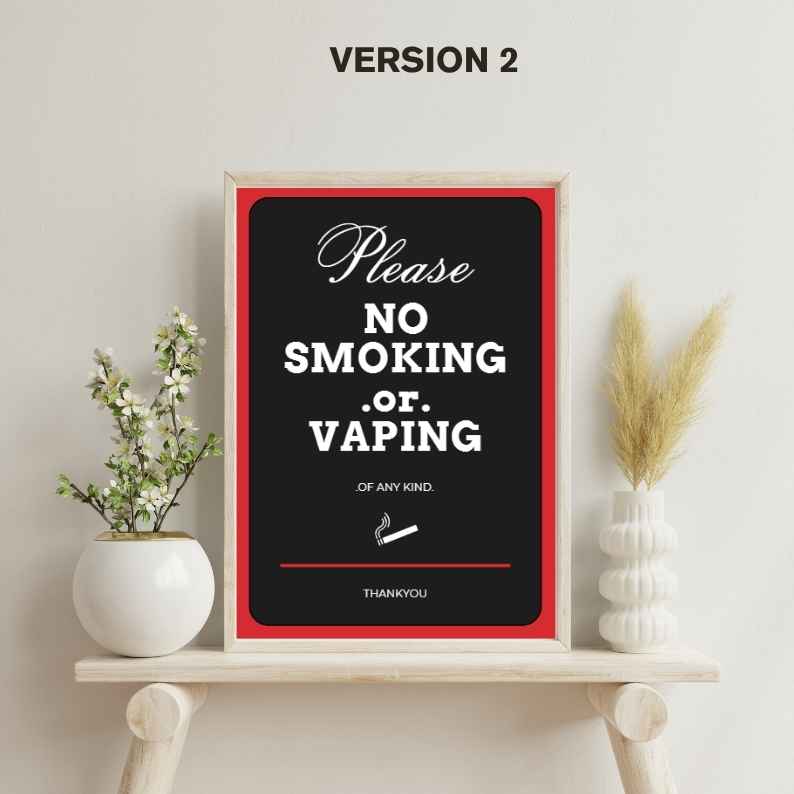 Printable No Smoking or Vaping Sign Template Airbnb Business Decor Canva Editable PDF - Image 4