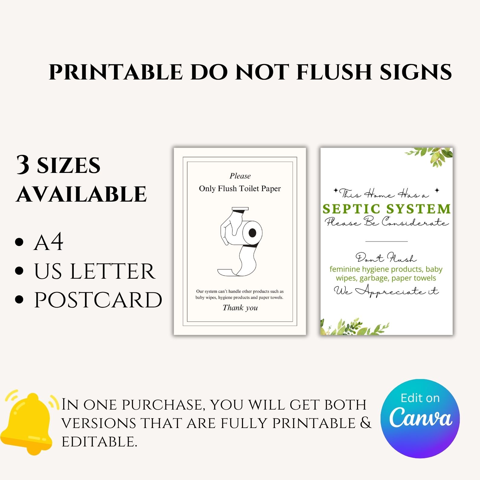 Printable Do Not Flush Signs Canva Editable PDF - Image 6