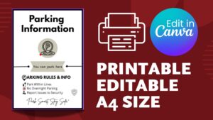 Airbnb Parking Sign Template Vacation Rental Poster Canva Editable Printable