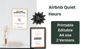 Airbnb Quiet Hours Printable Sign Template Respect Neighbors Avoid Loud Parties