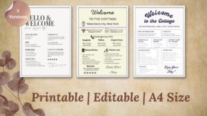 Airbnb Welcome Sign Template Vacation Rental Printable Canva Editable PDF