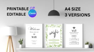 Printable Life Guest Wifi Password Sign Template Canva Editable Instant Download PDF
